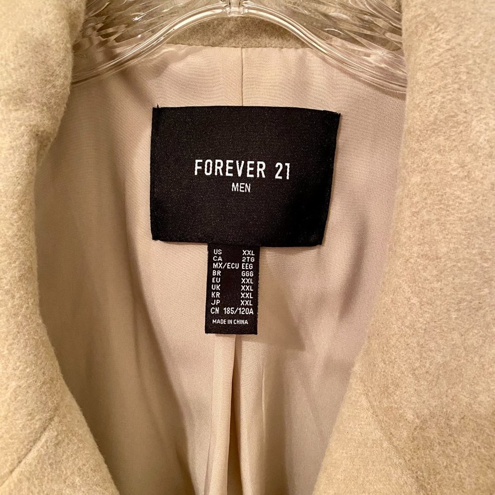 Men's Forever 21 Brushed Notched Longline Coat Size XXL - Picture 4 of 5